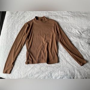 Brown Turtleneck Long Sleeve Top